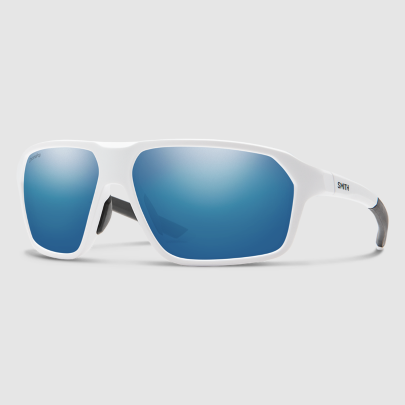 Smith Pathway Matte White/ChromaPop Polarized Blue Mirror-1